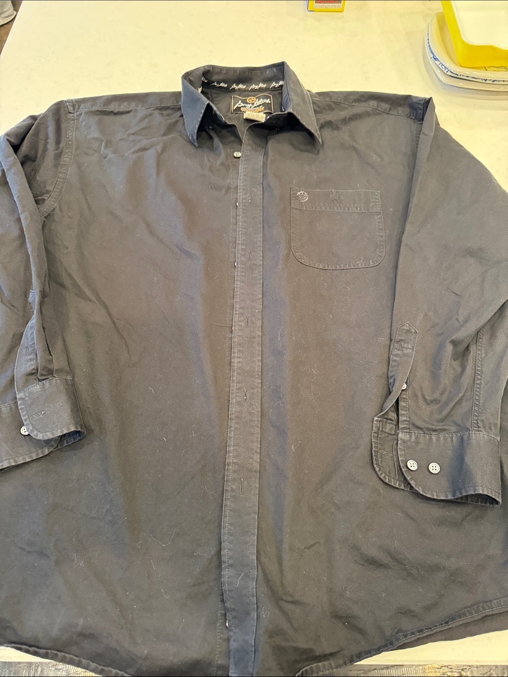 Men's Casual Black Button-Down Shirt with Chest Pocket